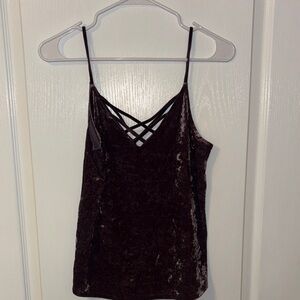 American Eagle Velvet Crisscross Cami Top - Purple